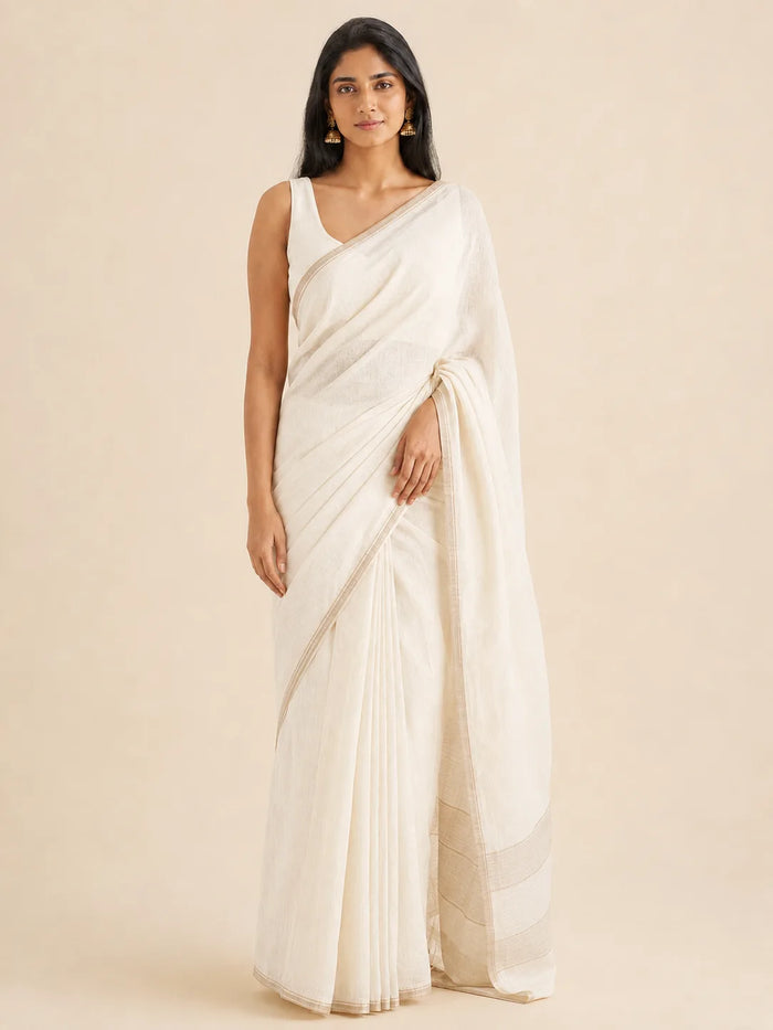 Ivory Mulmul Everyday Saree