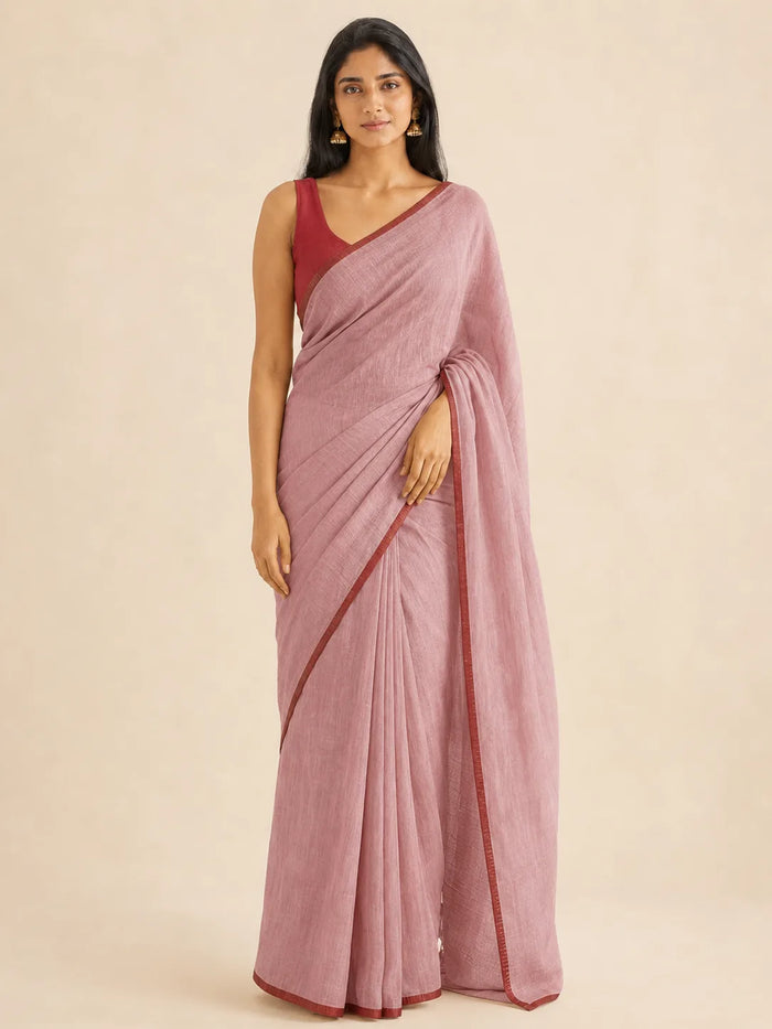 Rose Mulmul Cotton Saree