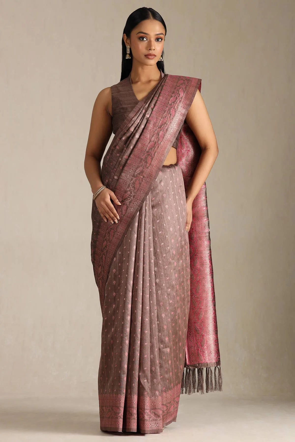 Earth Tussar Woven Design Saree — detail