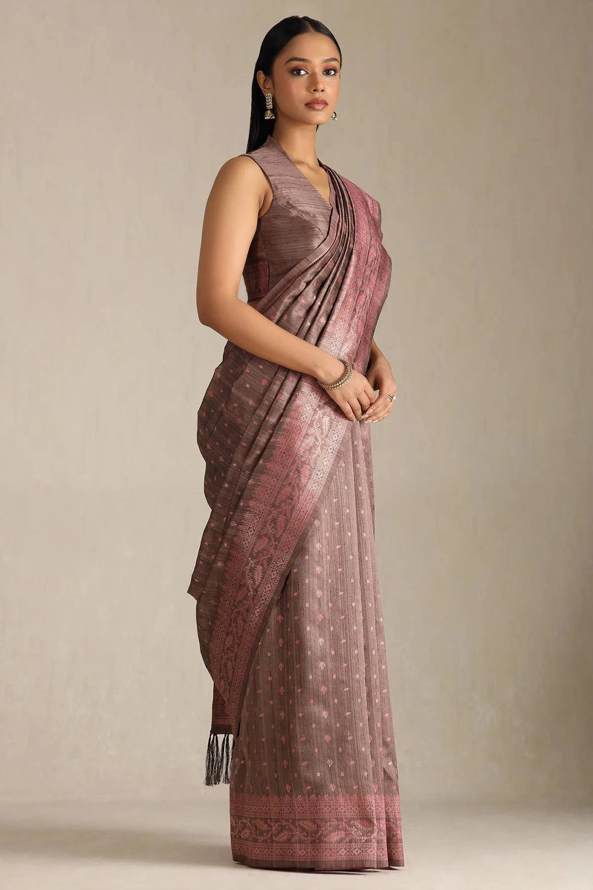 Earth Tussar Woven Design Saree — detail