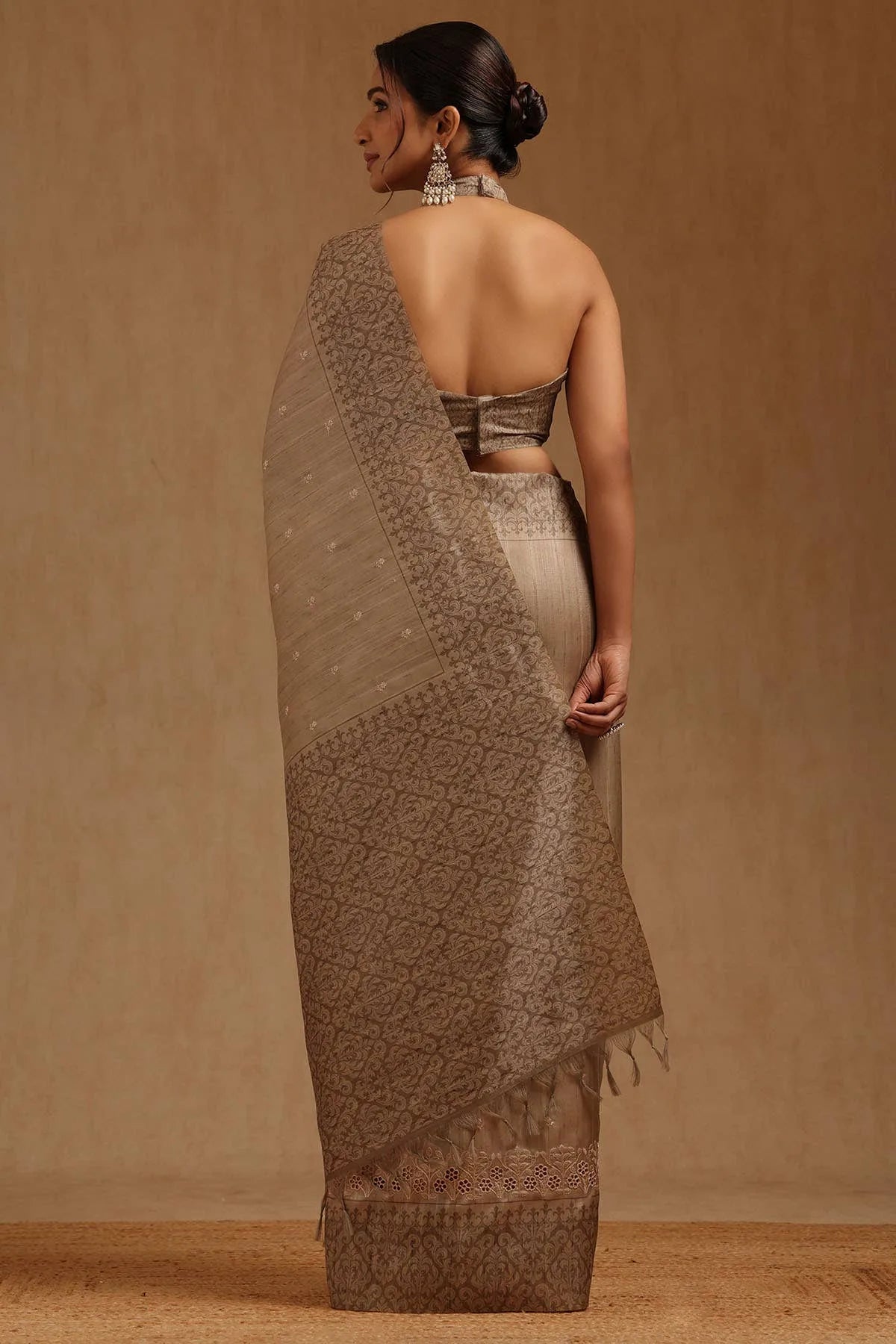 Earth Tussar Embroidered Saree — detail