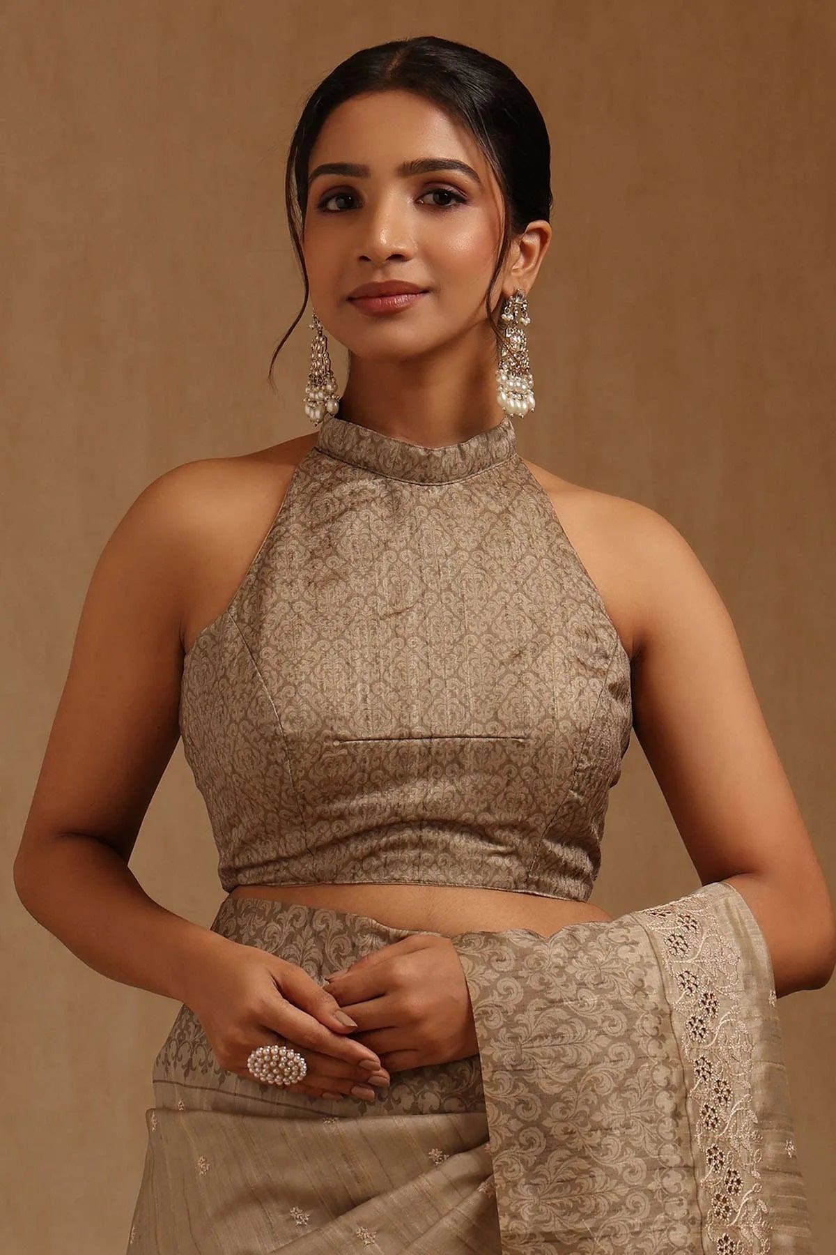 Earth Tussar Embroidered Saree — detail